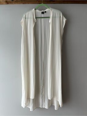 The Fisher Project 100% Silk Cream Sleeveless Duster Vest